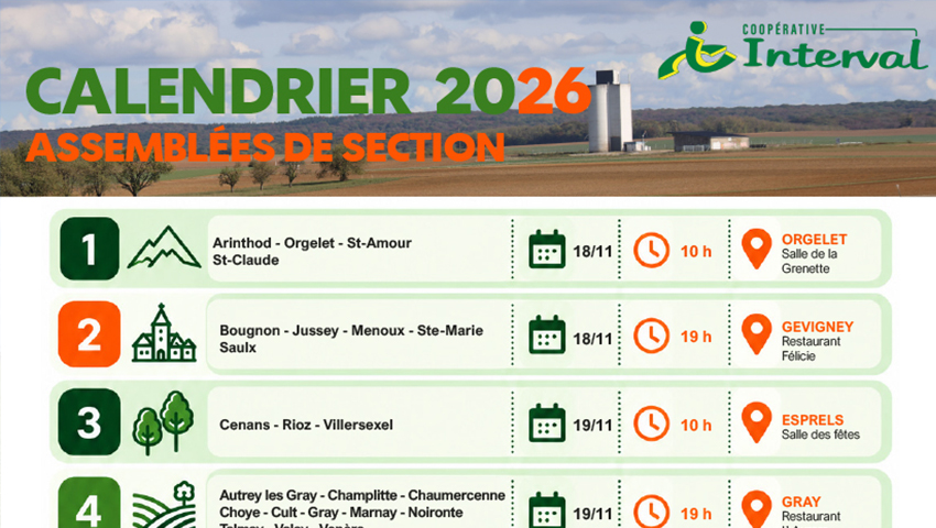 Calendrier & inscriptions assemblées de section 2026